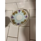 Tea Cup and Saucer pale blue with purple grapes