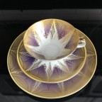 Gold and Purple Art Deco Design Tea cup and saucer