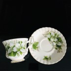 White Trilliums green leaves tea cup and saucer