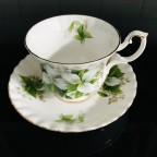 White Trilliums green leaves tea cup and saucer