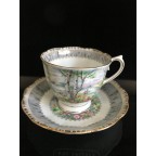 gold trim farmhouse Tea cup and saucer