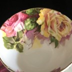 Large Roses Yellow & Pink Burgundy Tea cup and saucer