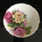 Large Roses Yellow & Pink Burgundy Tea cup and saucer