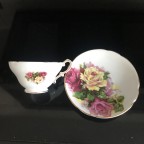 Large Roses Yellow & Pink Burgundy Tea cup and saucer