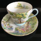 Woodlands light blue handle Tea cup and saucer