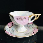 Japan Fine bone china Pink iridescent pierced saucer