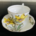 Yellow Daffodils gold trim Tea cup and saucer