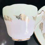 Mint Green with Gold Fronds Tea cup and saucer