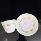 Mint Green with Gold Fronds Tea cup and saucer