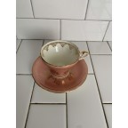 light Peach with gold trim Tea Cup and Saucer