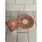 light Peach with gold trim Tea Cup and Saucer