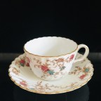 teal dark pink floral tea cup and saucer