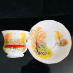 Autumn Covered Bridge tea cup and saucer