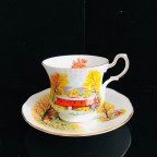 Autumn Covered Bridge tea cup and saucer