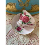 English pink tea cup and saucer with pink roses