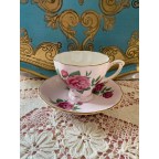 English pink tea cup and saucer with pink roses