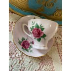 English pink tea cup and saucer with pink roses