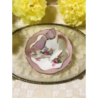 Pink Edge with Floral Design Tea Cup and Sauce