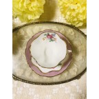 Pink Edge with Floral Design Tea Cup and Sauce