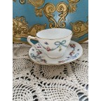 Blue ribbon bow tie swag tea cup and saucer