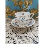 Blue ribbon bow tie swag tea cup and saucer