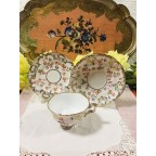 As is Antique hand painted trio of tea cup