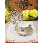 As is Antique hand painted trio of tea cup