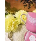 White lace pink tea cup and saucer