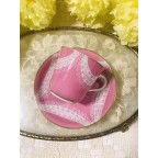 White lace pink tea cup and saucer