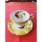 Vintage bright yellow Queen Anne tea cup and saucer