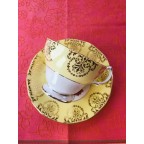 Vintage bright yellow Queen Anne tea cup and saucer