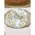 Handpainted round plate with tea cup