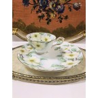 Handpainted round plate with tea cup