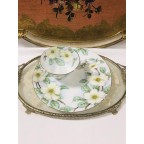 Handpainted round plate with tea cup